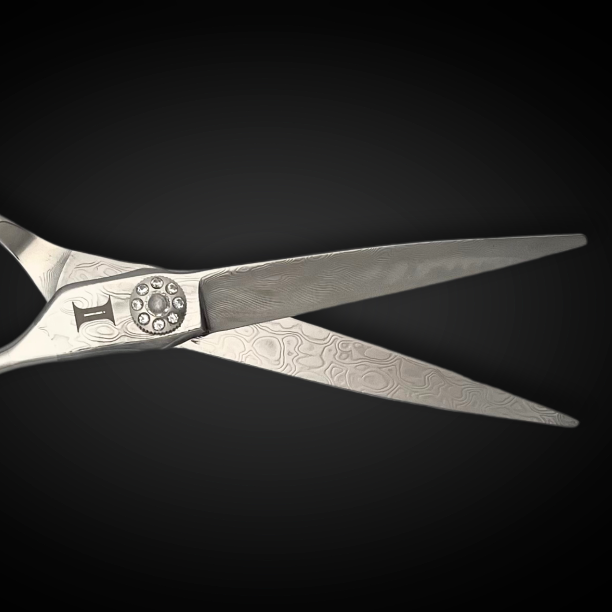 6" Diamond and Damascus Steel Hair Shears from Intelio Steel