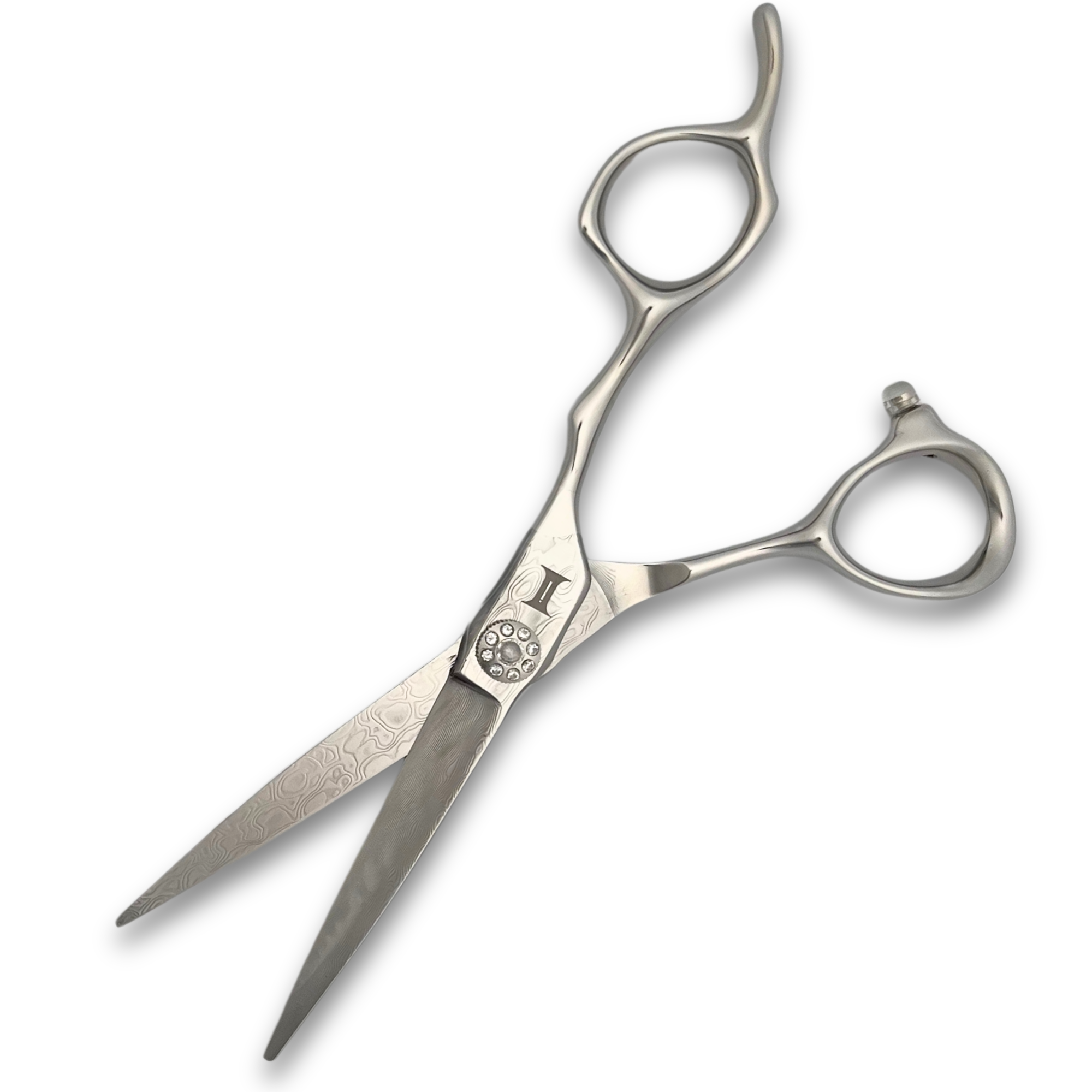 6" Diamond and Damascus Steel Hair Shears from Intelio Steel